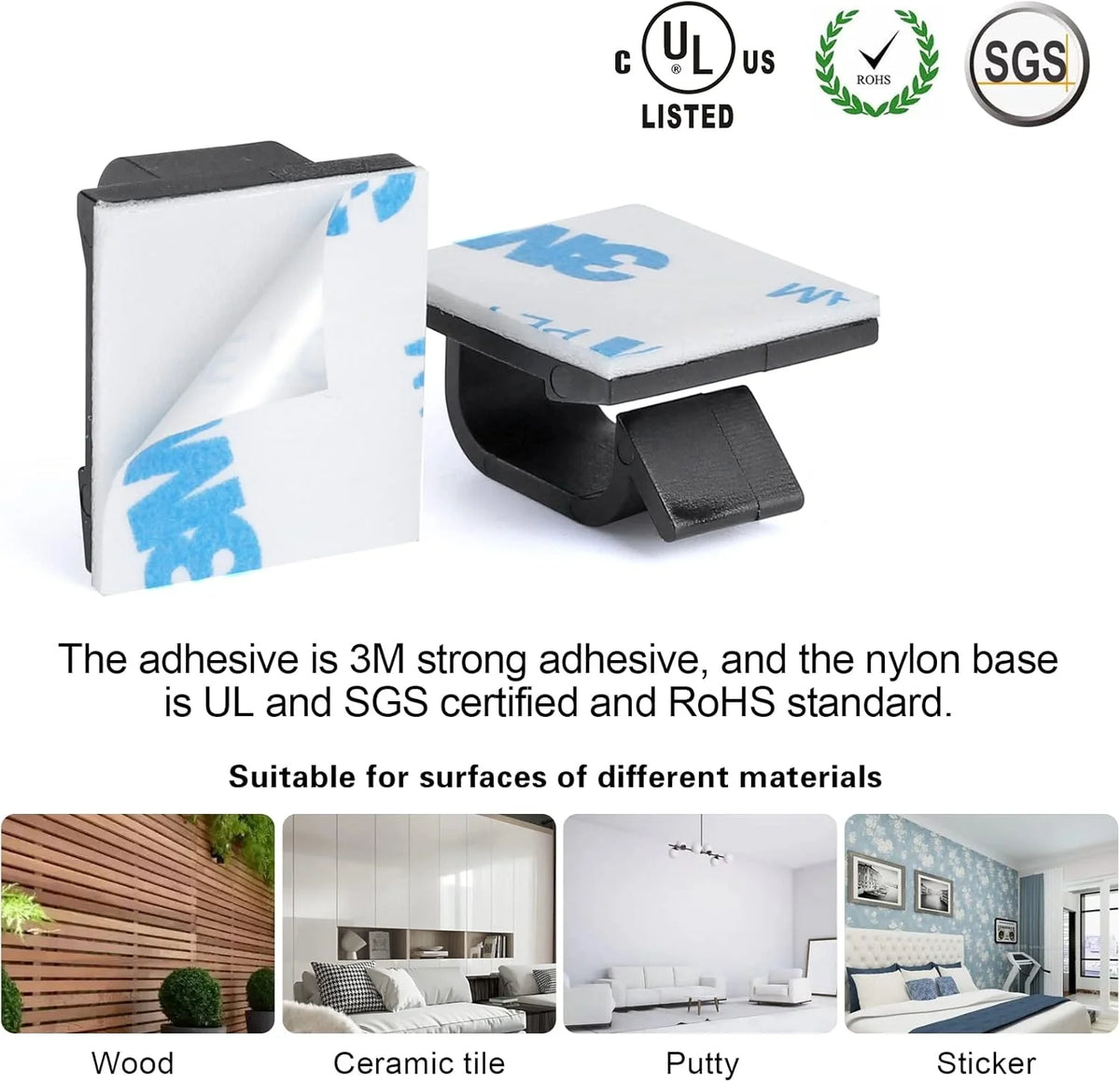 120 PCS Black Adhesive Cable Wire Clips E196197