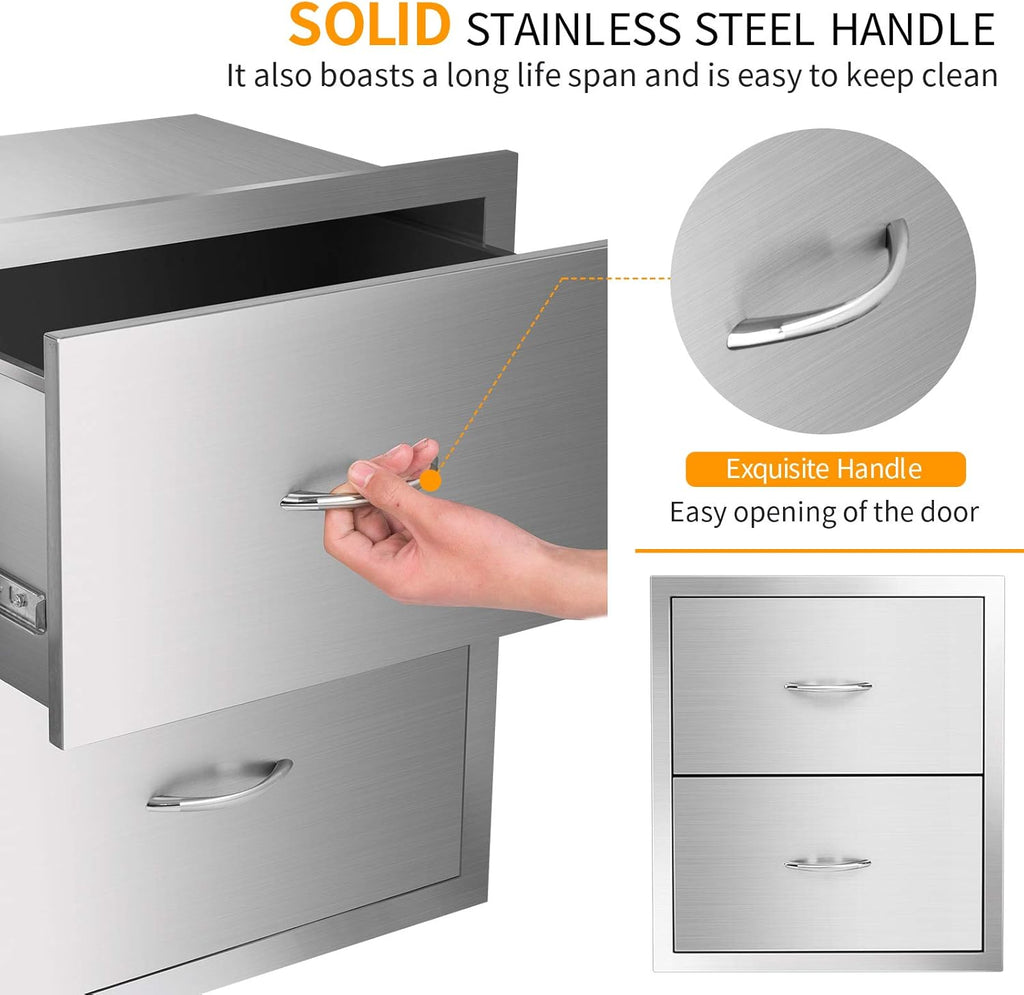 Stainless Steel 2-Layer Barbecue Drawers with Handles D395810
