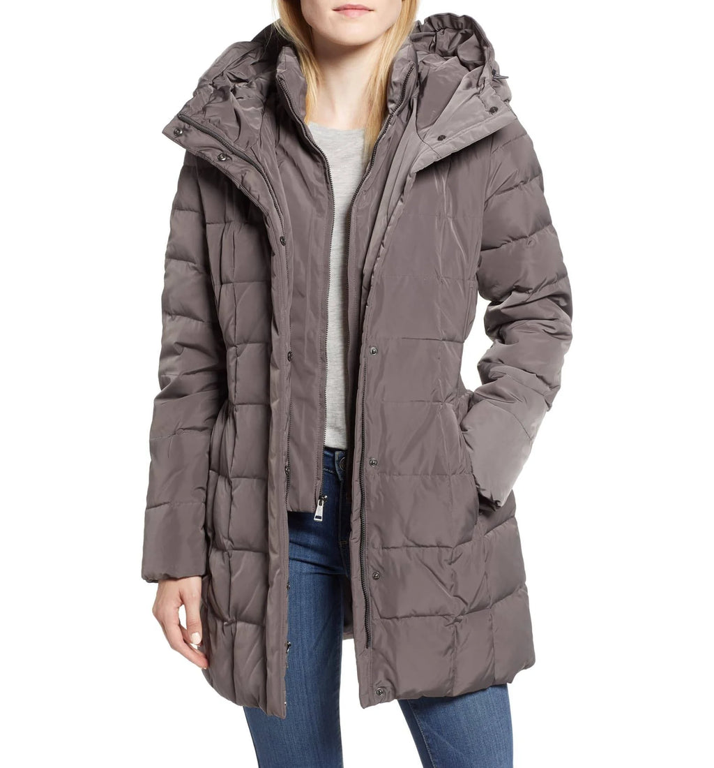 Faux-Fur-Trim Hooded Asymmetrical Down Puffer Coat C352689