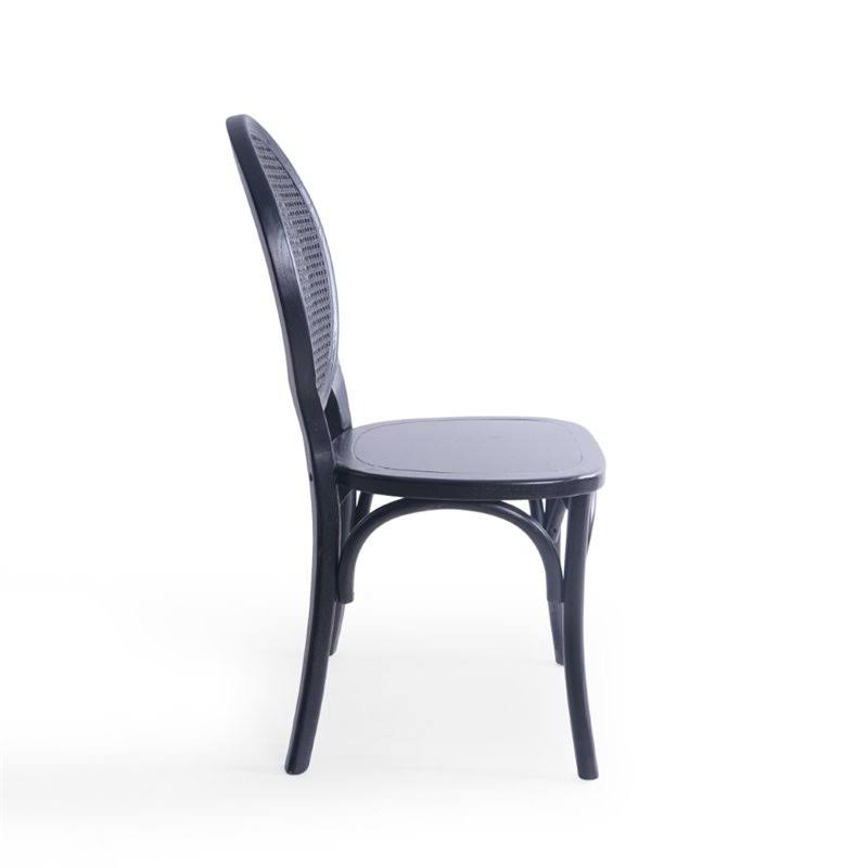 Matte Black Elm Wood Dining Chair Set of 2 B23262