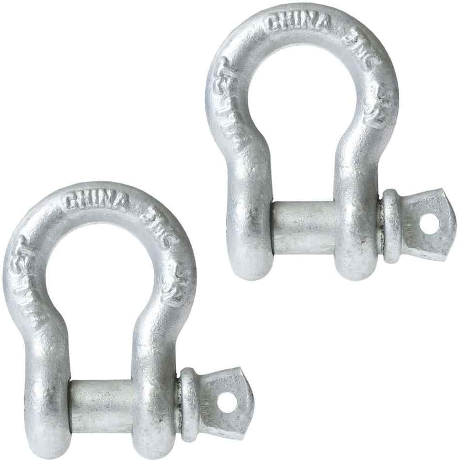 2 Pack Galvanized Screw Pin Anchor Shackles, 12 Ton Capacity W49647