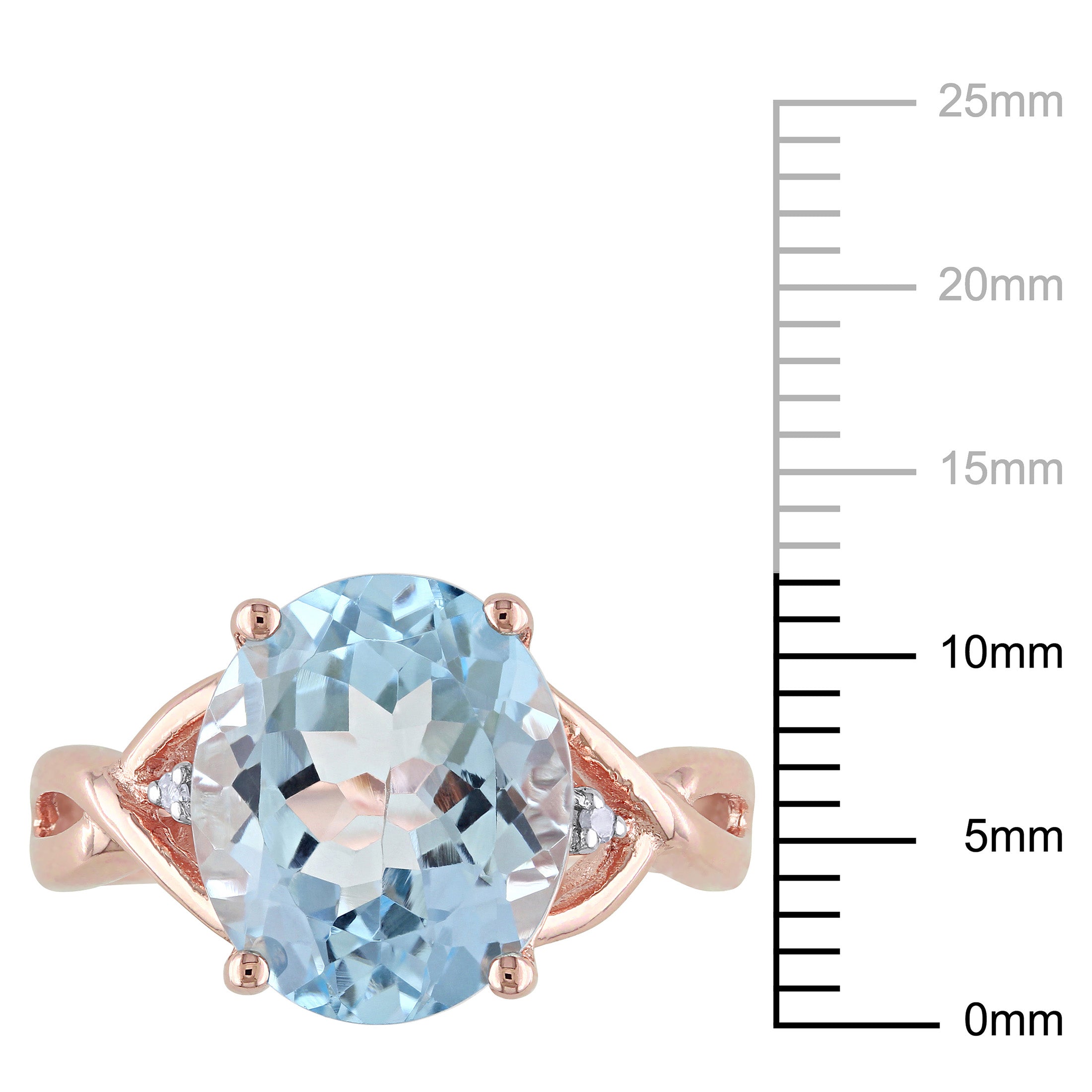 Oval-Cut Sky Blue Topaz and Diamond Accent Rose Gold Flash Plated Sterling Silver Ring P493