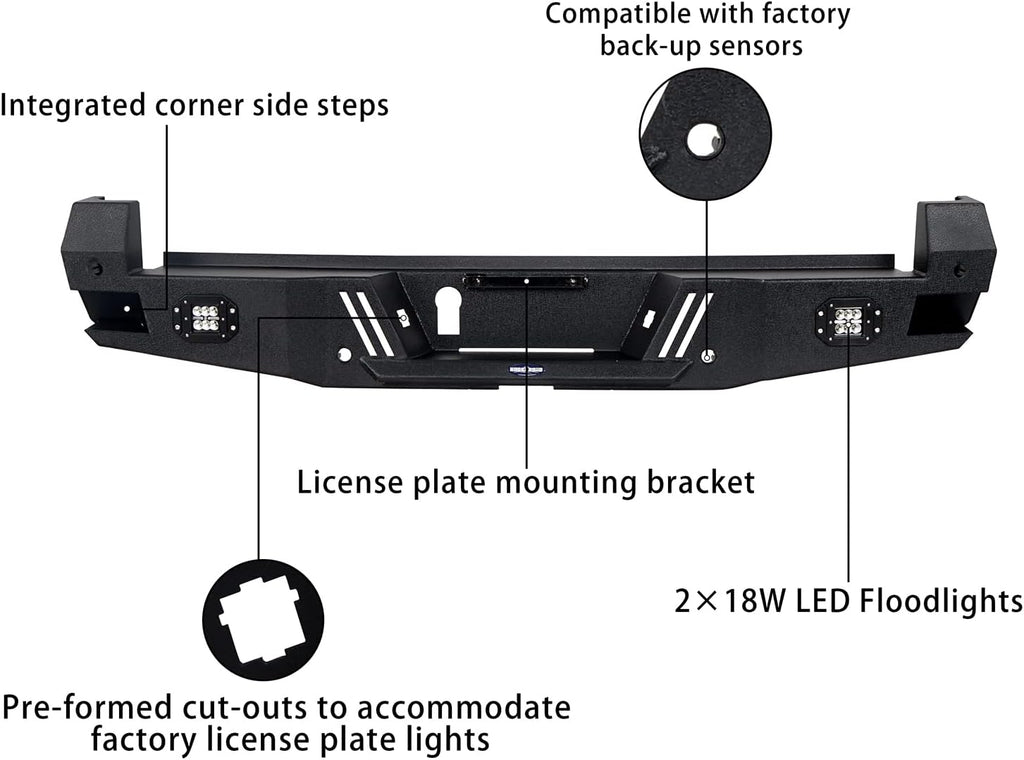Tacoma Rear Bumper w/Sensor Holes + Front Bumper Kit M5355