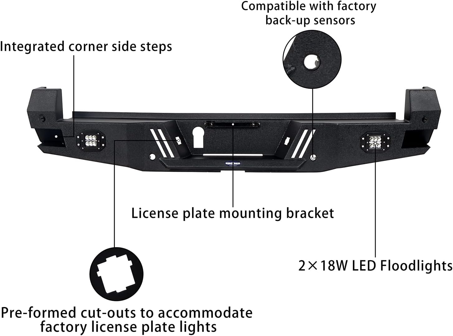 Tacoma Rear Bumper w/Sensor Holes + Front Bumper Kit M5355
