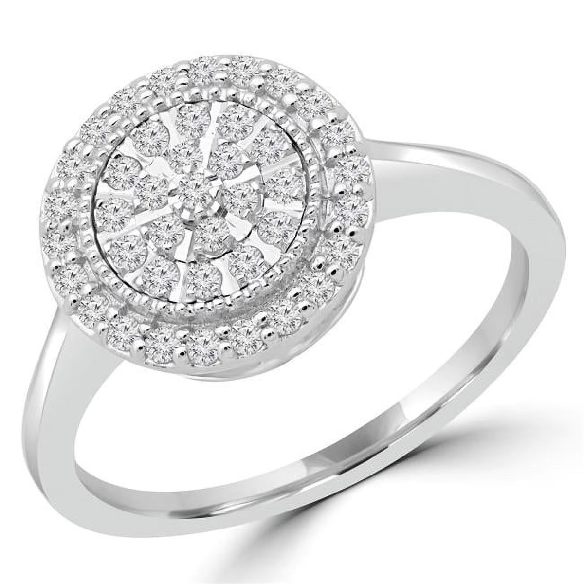 0.25 CTW Round Diamond Halo Cluster Engagement Ring in 10K White Gold P819583