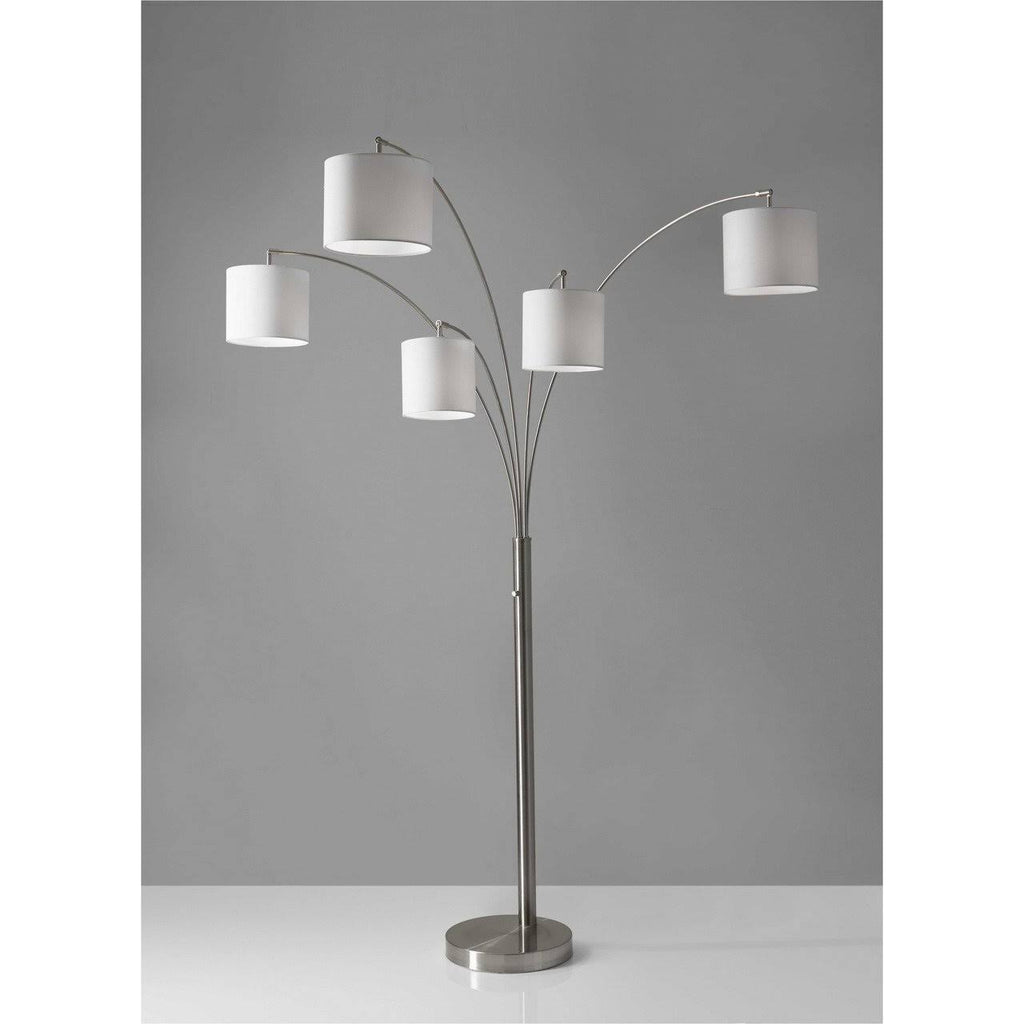 Brushed Steel Metal 5-Arm Arc Lamp V534
