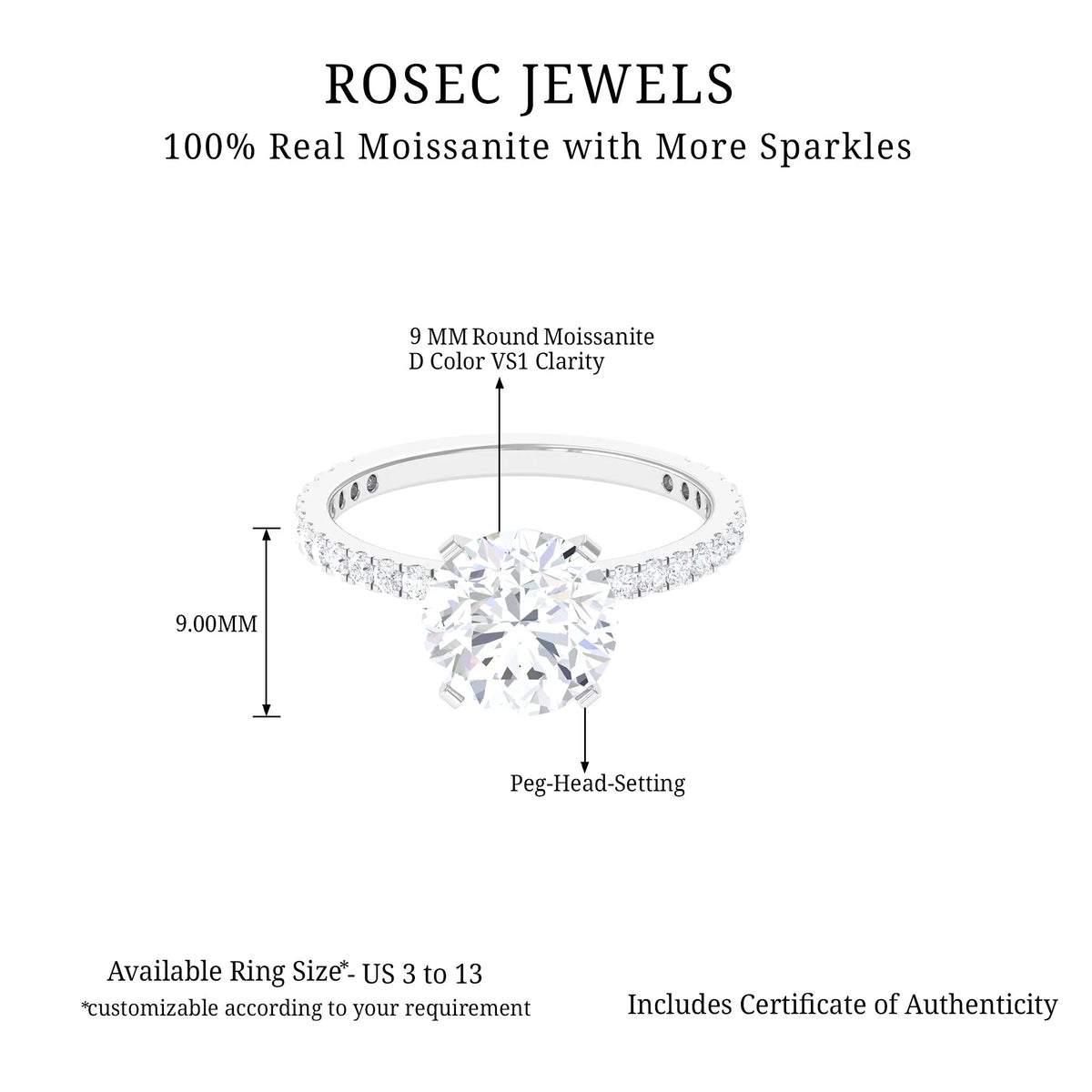 14K Yellow Gold Moissanite Solitaire Engagement Ring K8507