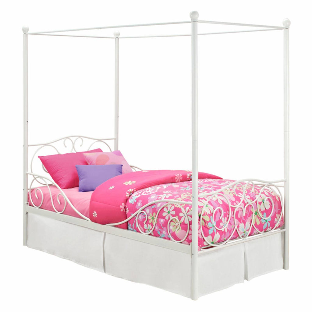 Twin Canopy Bed in White D560314