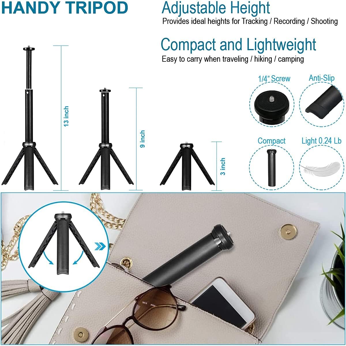 Smart Face Tracking Phone Holder Selfie Stick, Robot Motion Tracking Camera Tripod Stand Webcam, Build-in Battery Pack of 2 D2051