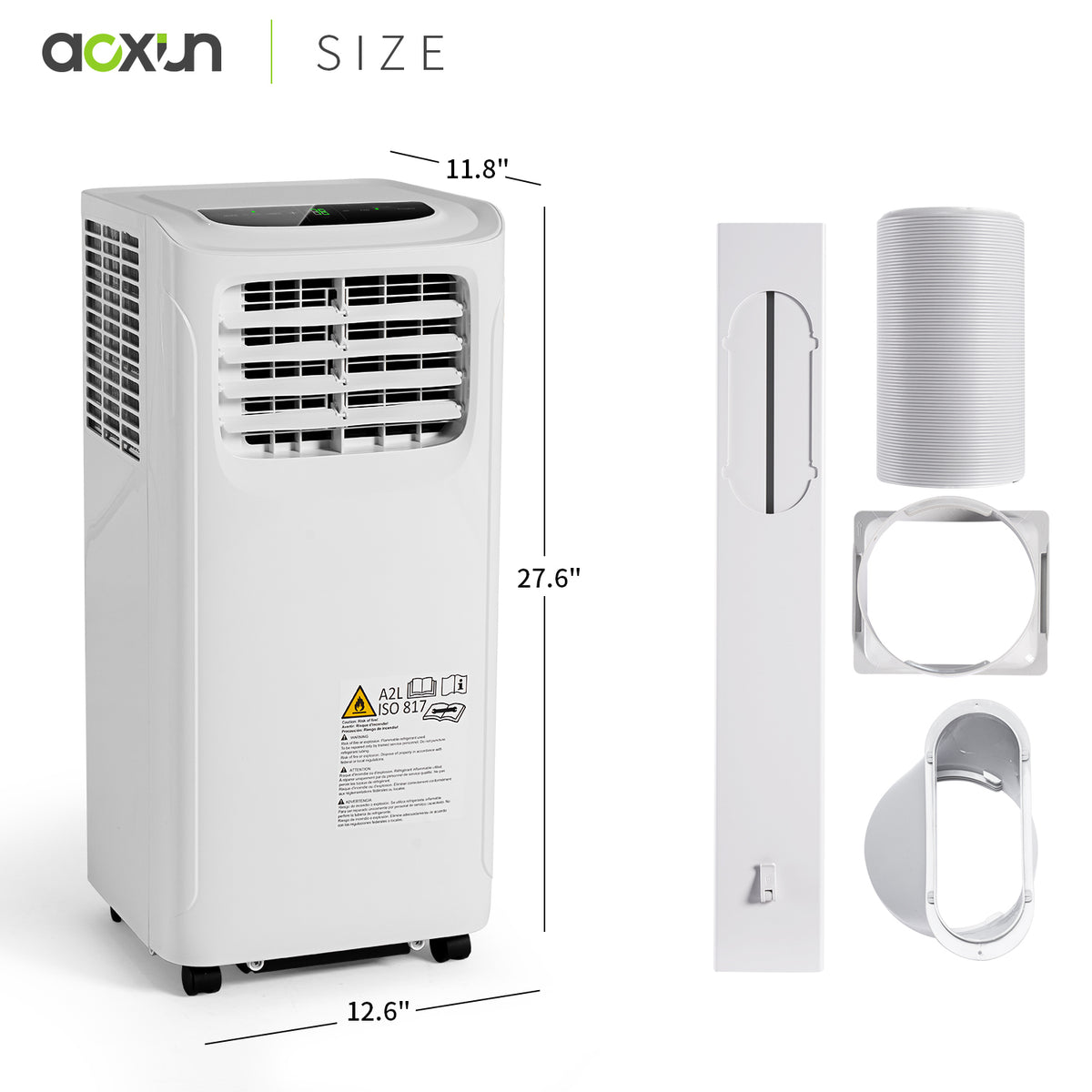 White 9700 BTU Portable Air Conditioner with Dehumidifier Function and Fan Mode with Window Kit E419