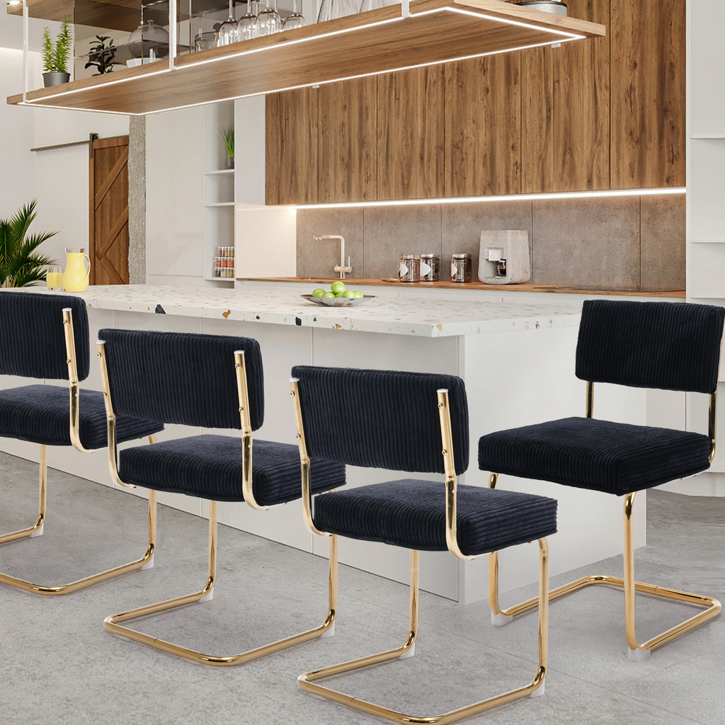 Black Corduroy Dining Chairs Set of 4 V703371