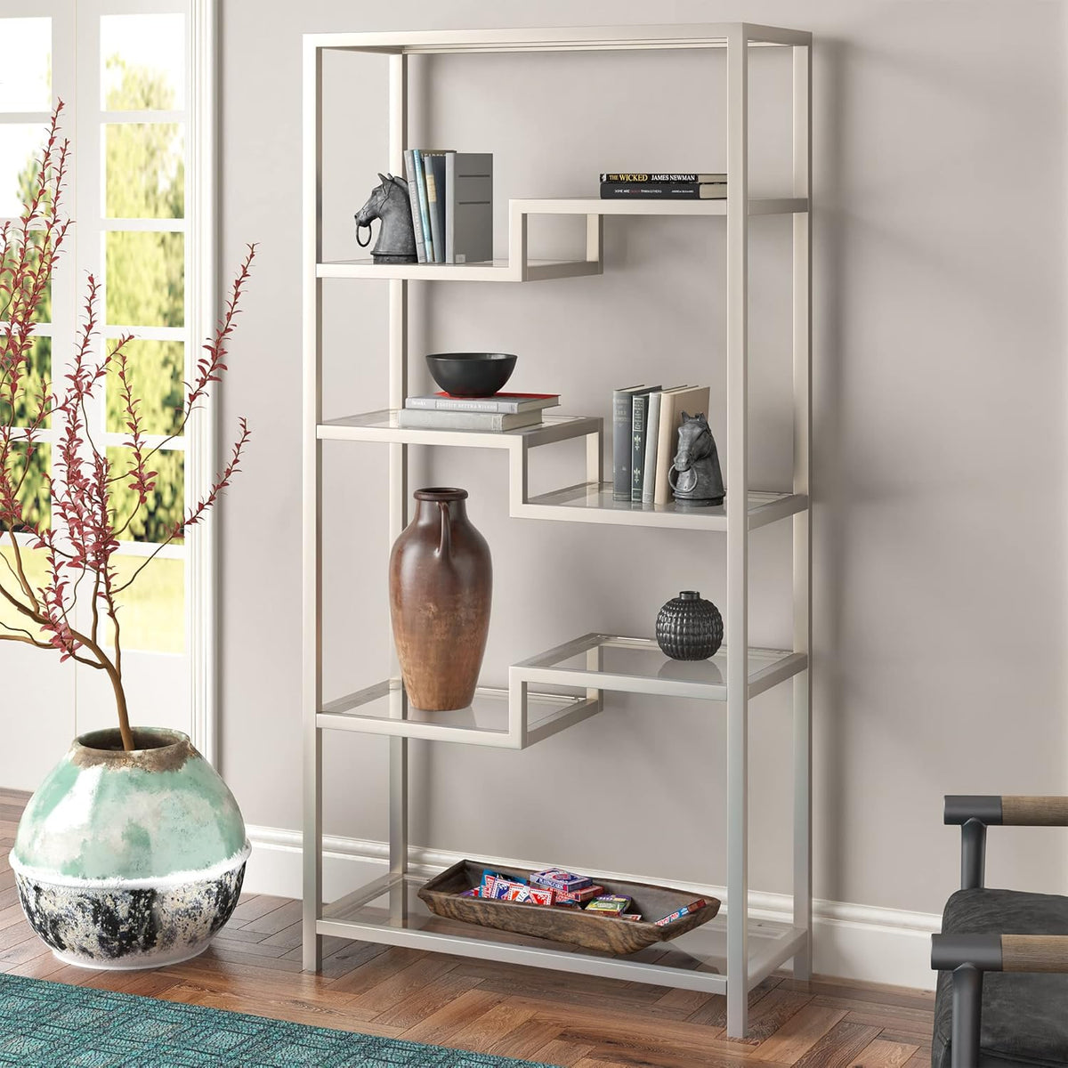 Blackened Bronze Metal Bookcase I8933