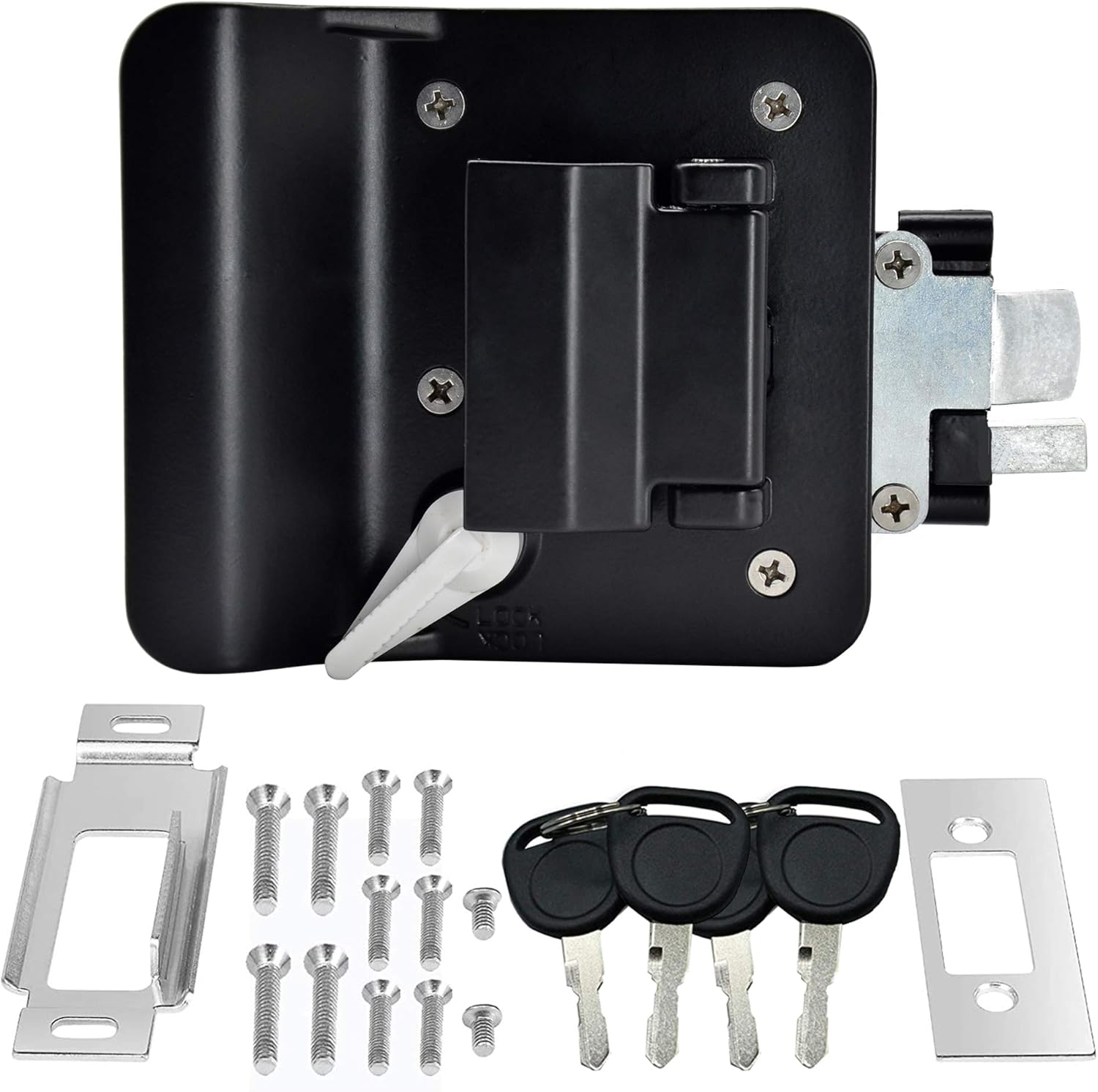 Black Zinc Alloy RV Door Lock with 4 Keys, Pack of 2 M537542