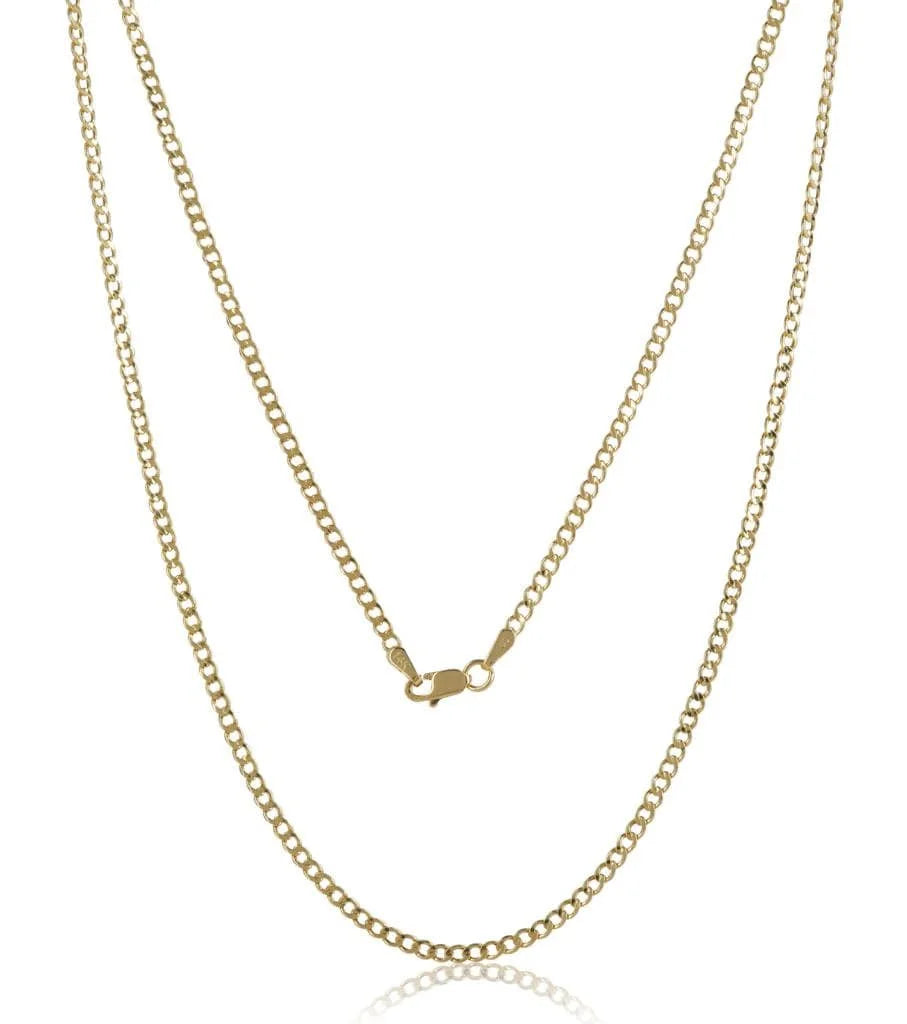 10K Solid Yellow Gold Cuban Link Curb Chain Necklace 2mm 16" 18" 20" 22" 24" 26" L980776