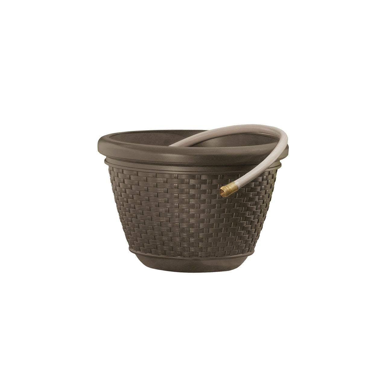 100 Foot Resin Wicker Garden Water Hose Storage Holder Pot (2 Pack) R1373