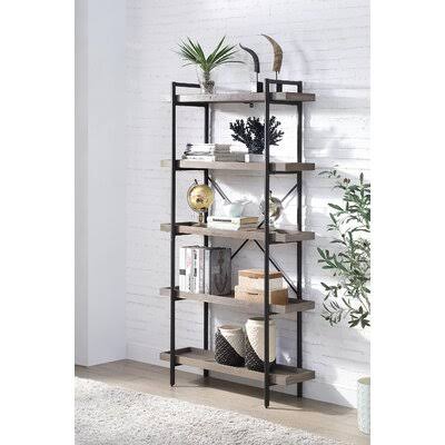 Gray Oak u0026 Black Finish Bookshelf F15794
