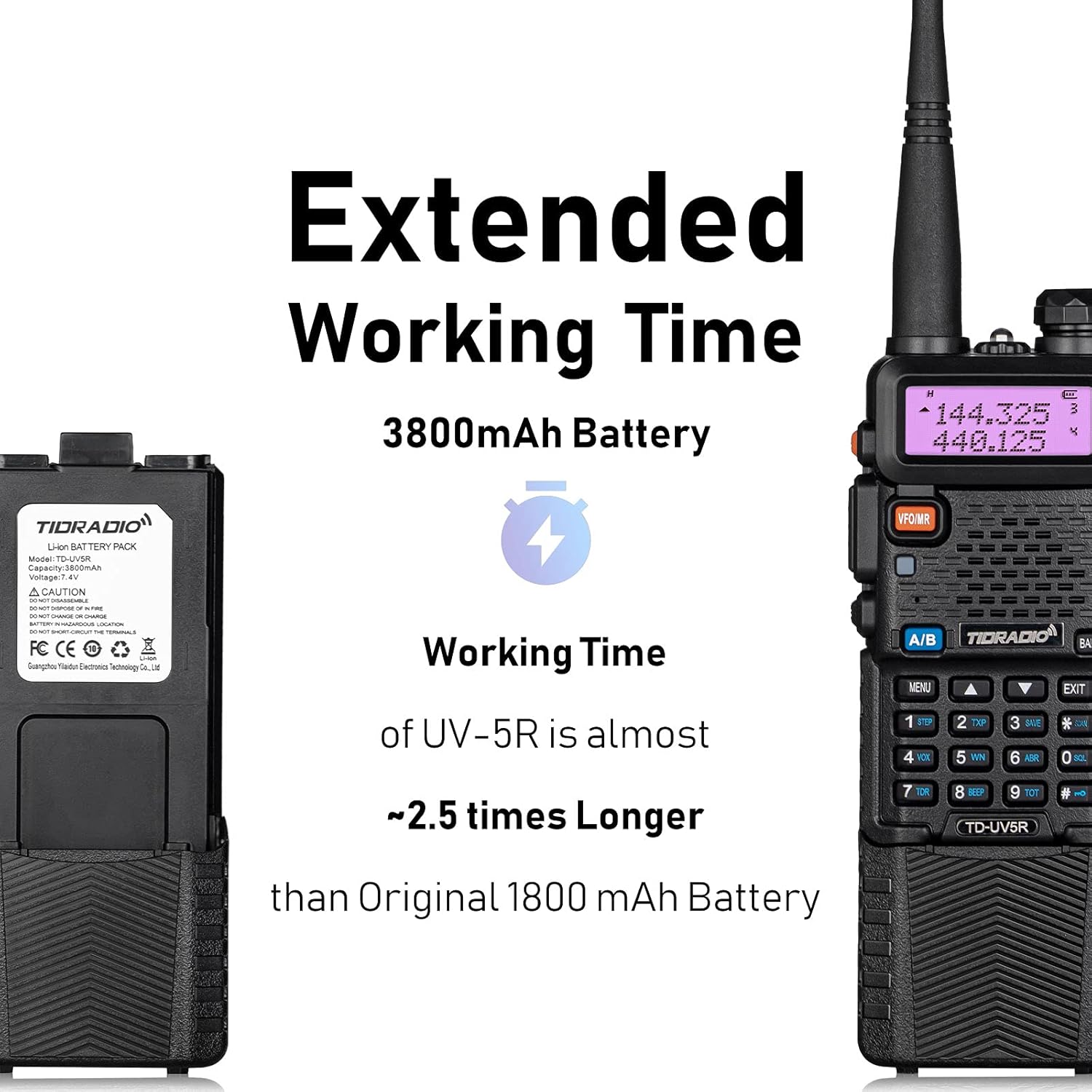 2 Pack Ham Radio Handheld Two Way Radio with Rechargeable 3800mAh Extended Battery G5235