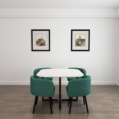 5 Piece Dining Set Chair Blue X71656