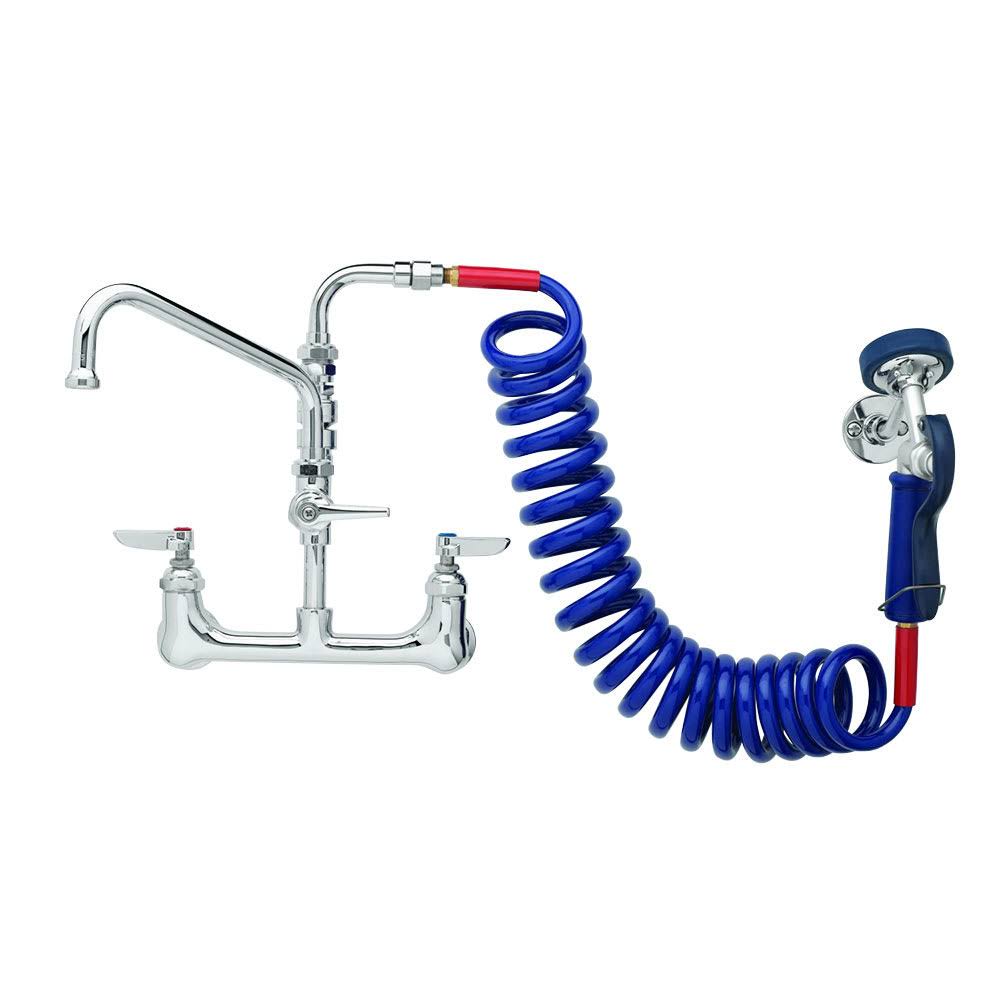Brass Pet Grooming Faucet, Wall 8x22 C/C, Alum. Valve, Coil Hose, 12x22 Add-On C777