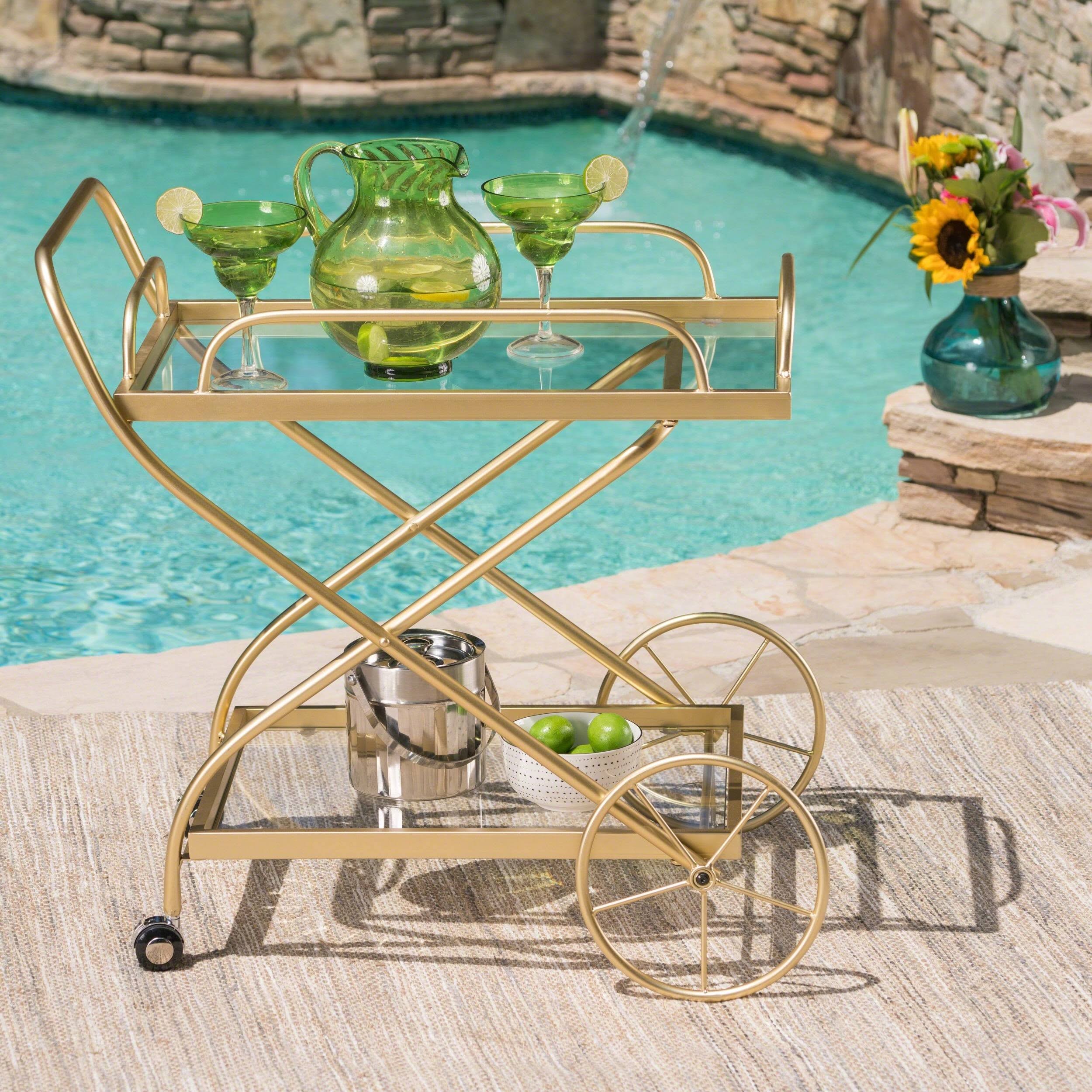 Gold Iron and Glass Bar Cart G335201