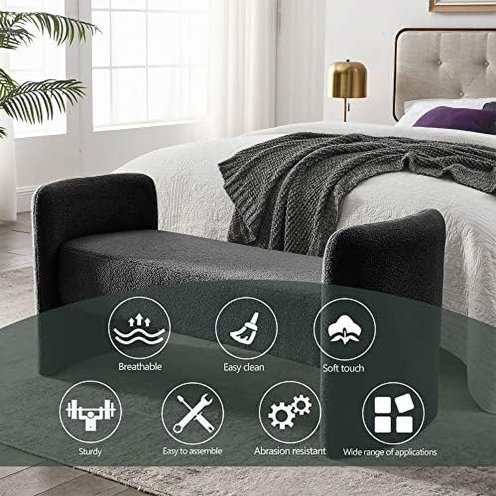 Black Velvet Ottoman Bench S55115