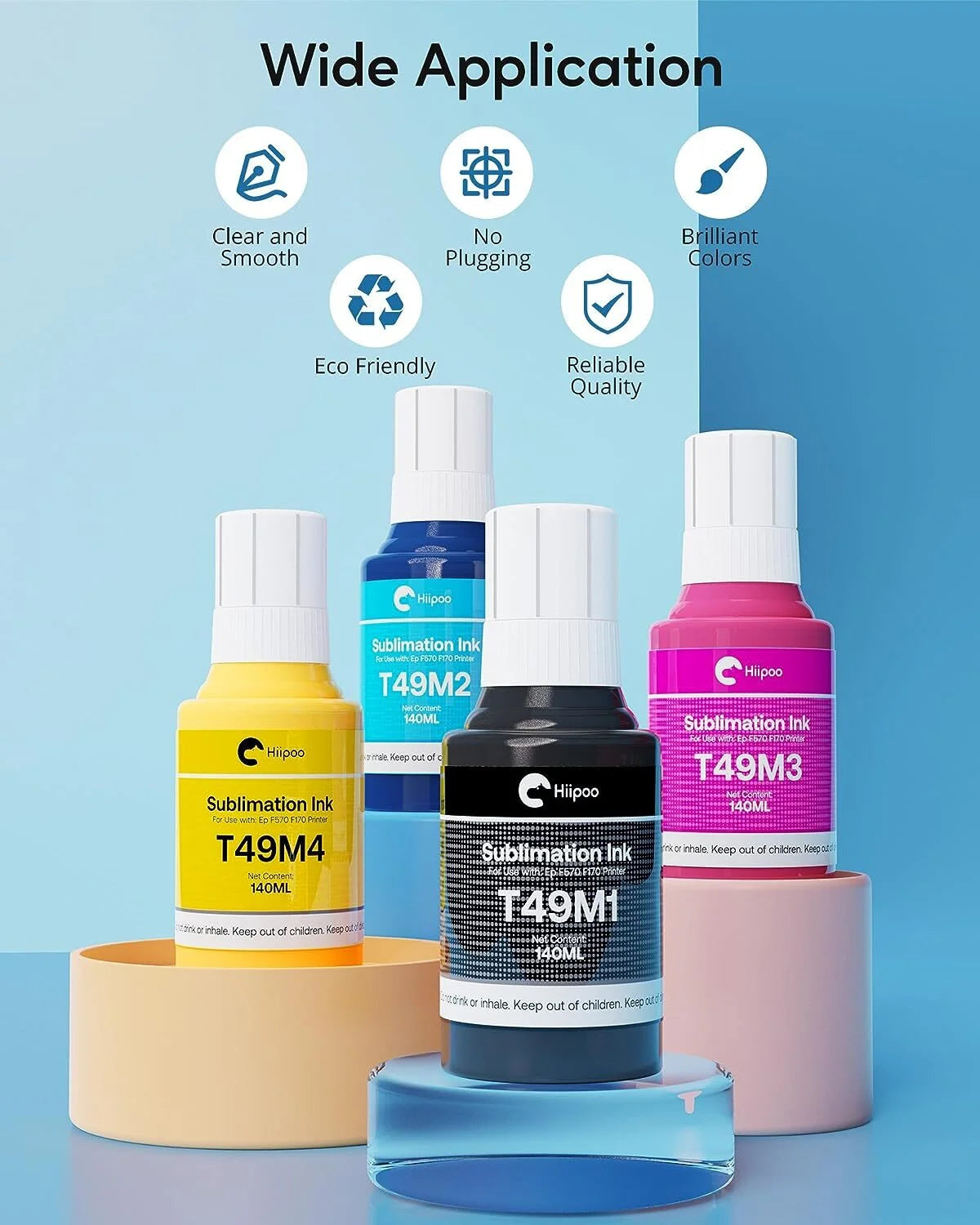 560ML Sublimation Ink for Sublimation Printer, Black Cyan Magenta Yellow C6552