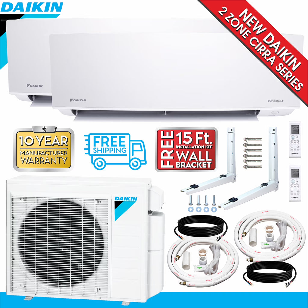 2-Zone Mini Split Air Conditioner Heat Pump System with 15 ft. Installation Kit and Wall Bracket T223
