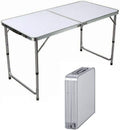 White 4ft Heavy Duty Folding Camping Table with Carry Handle O738