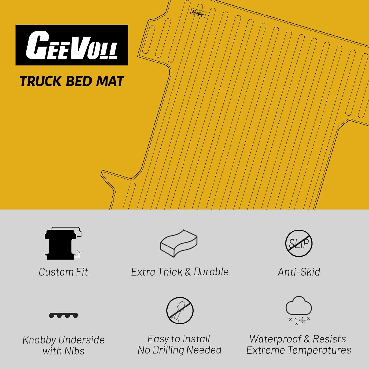 Heavy Duty Rubber Truck Bed Mat, Black L857503