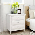 Beige 3-Drawer Wood Nightstand Cabinet G3492