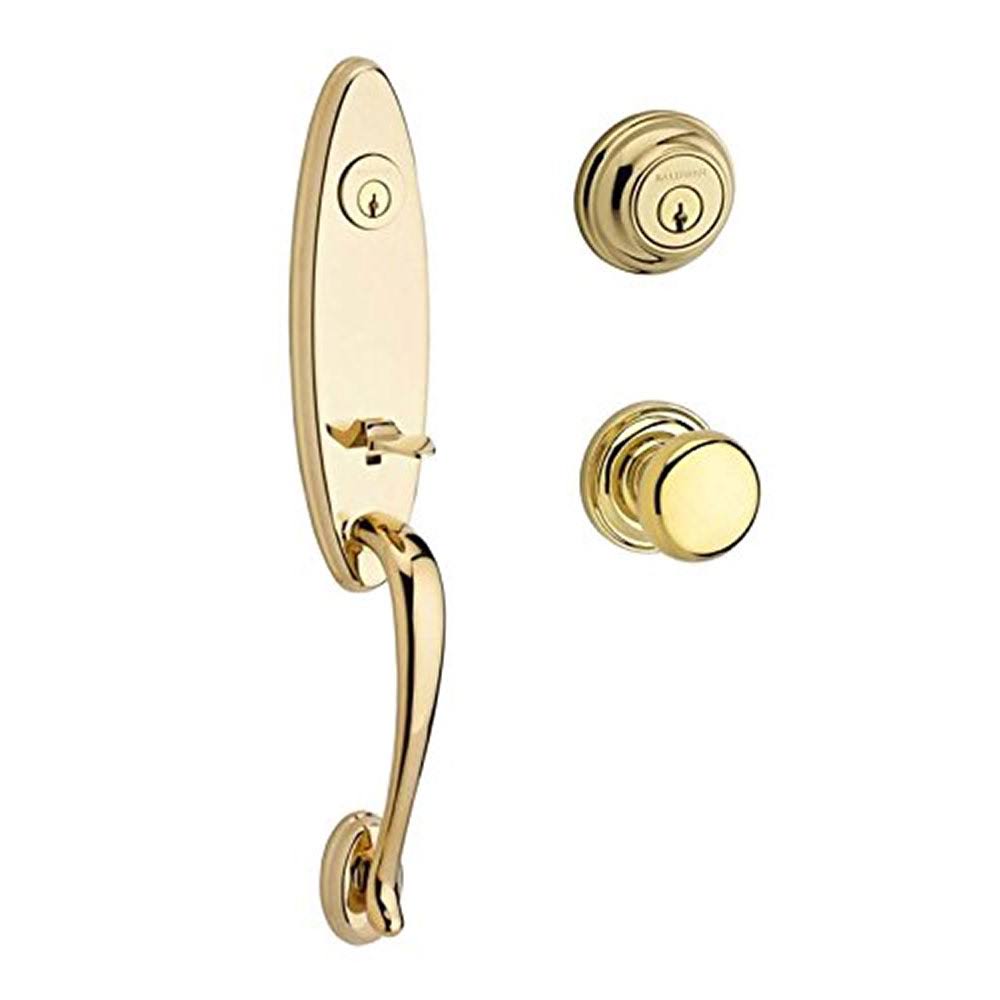 Polished Brass Double Cylinder Handleset with Round Knob W281101