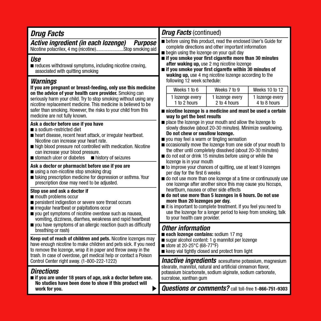 Nicotine Polacrilex Lozenge, 4 mg, Cinnamon Flavor, 108 Count L475731