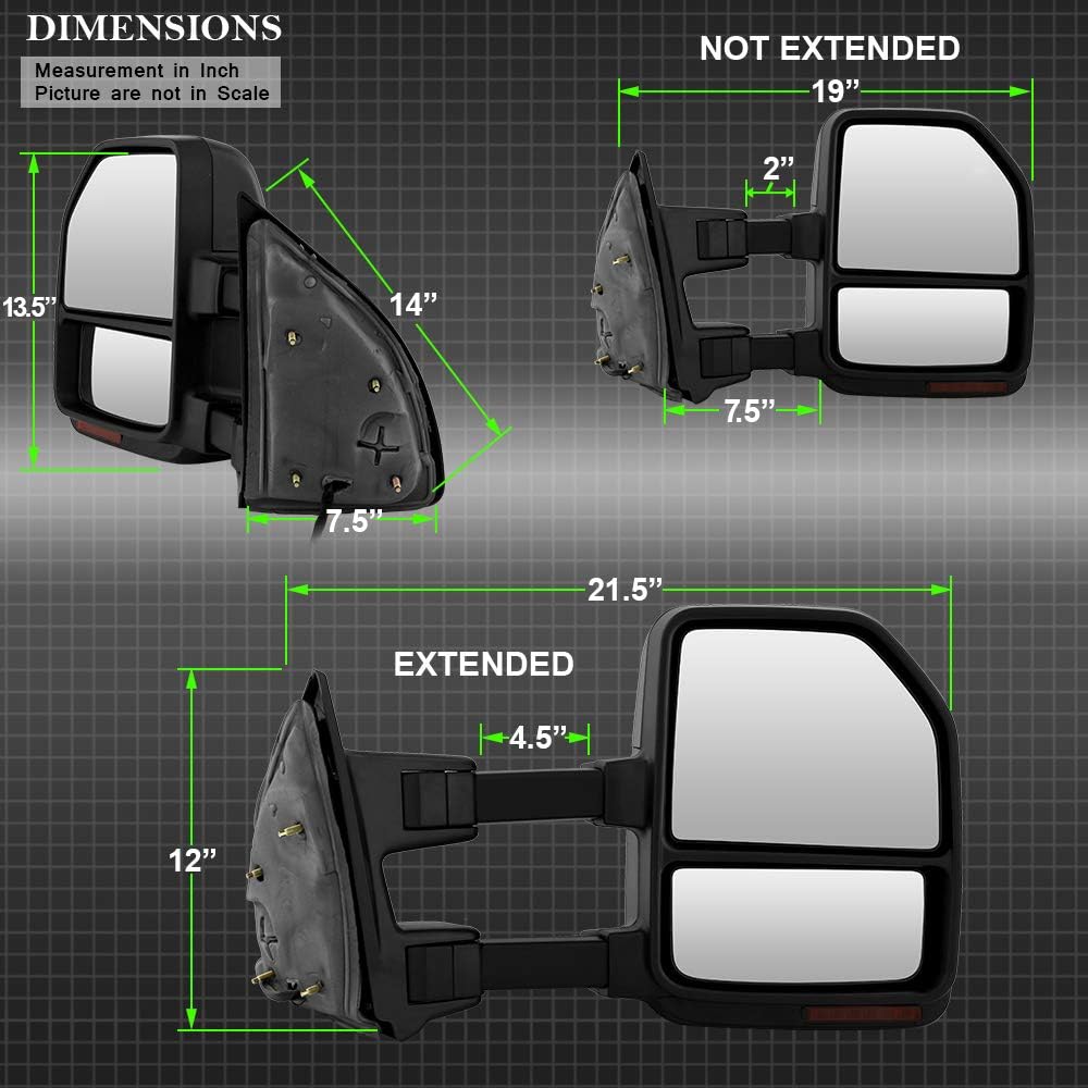 Telescoping Manual Towing Mirrors with LED Signal Pair for Ford F250 F350 F450 F550 Superduty V573851