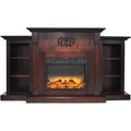 Mahogany Electric Fireplace with Built in Bookshelves Y8276