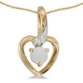 14k Yellow Gold Opal And Diamond Heart Pendant with 18" Chain F2244