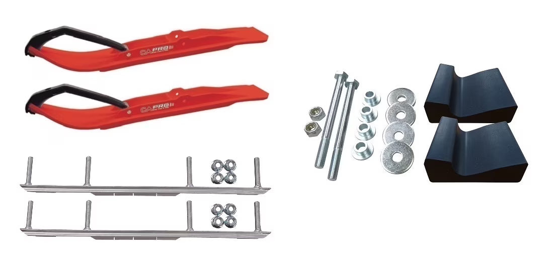 Red XT Snowmobile Skis Complete Kit Z467