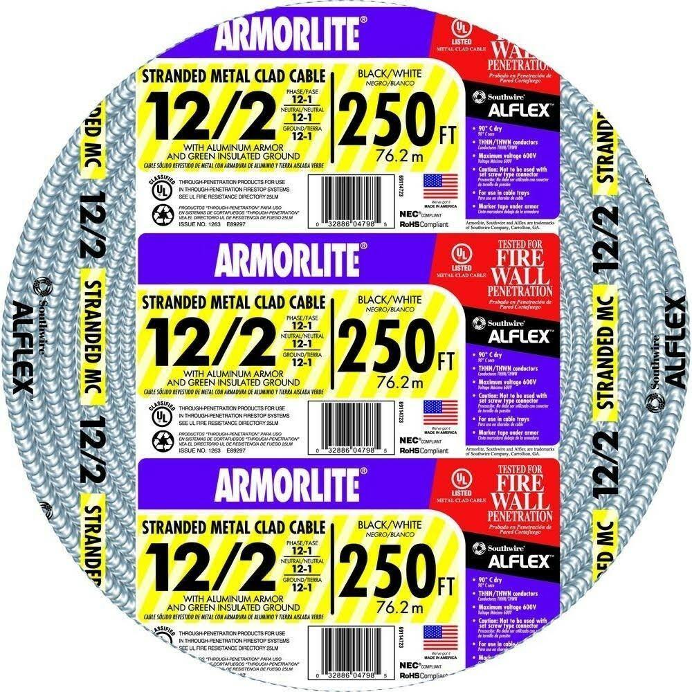 250 ft. 12/2 Stranded Aluminum Armored MC Metal Clad Cable X488923