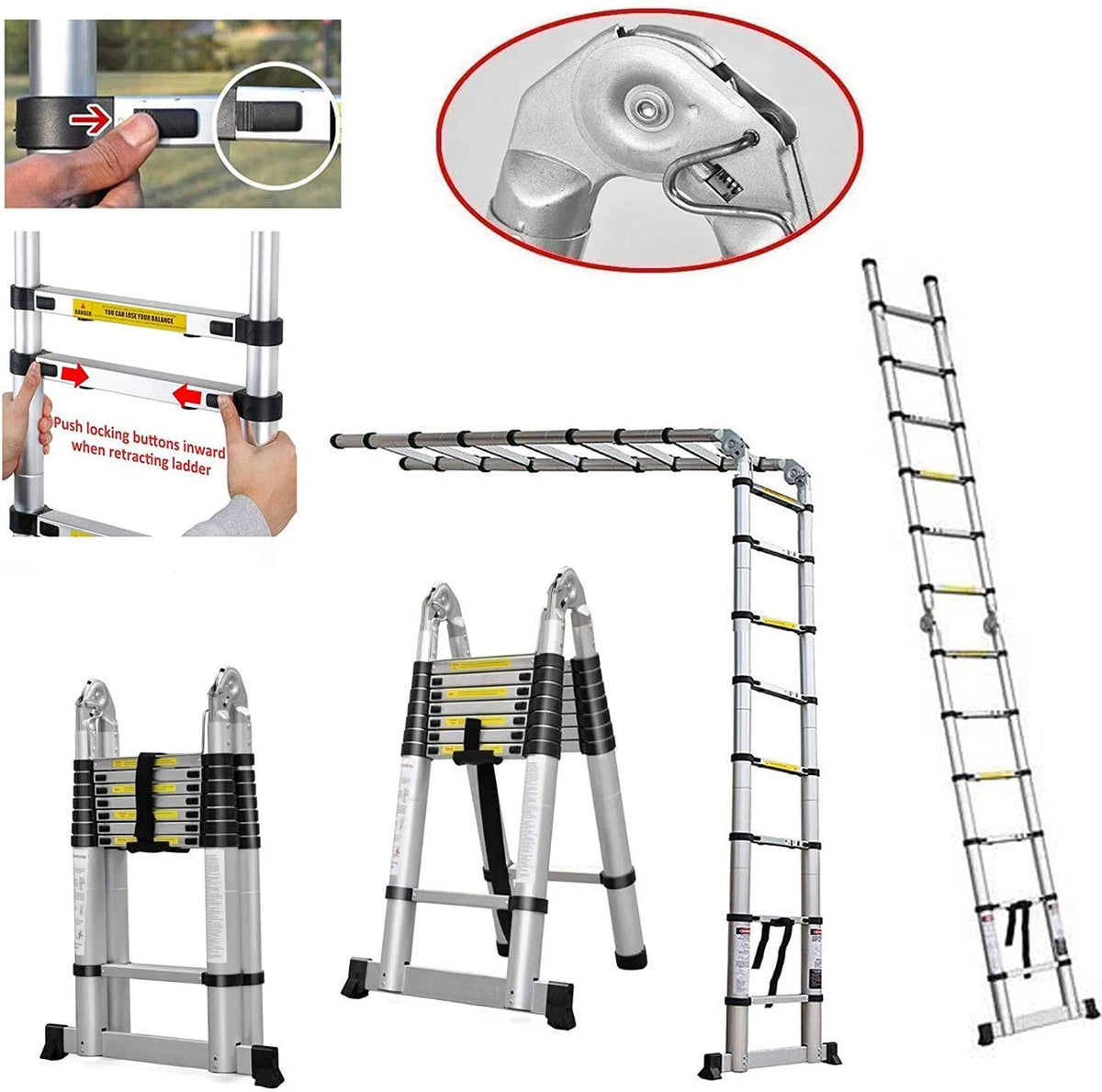 16.5FT Telescoping Ladder A-Frame Folding Ladder B971