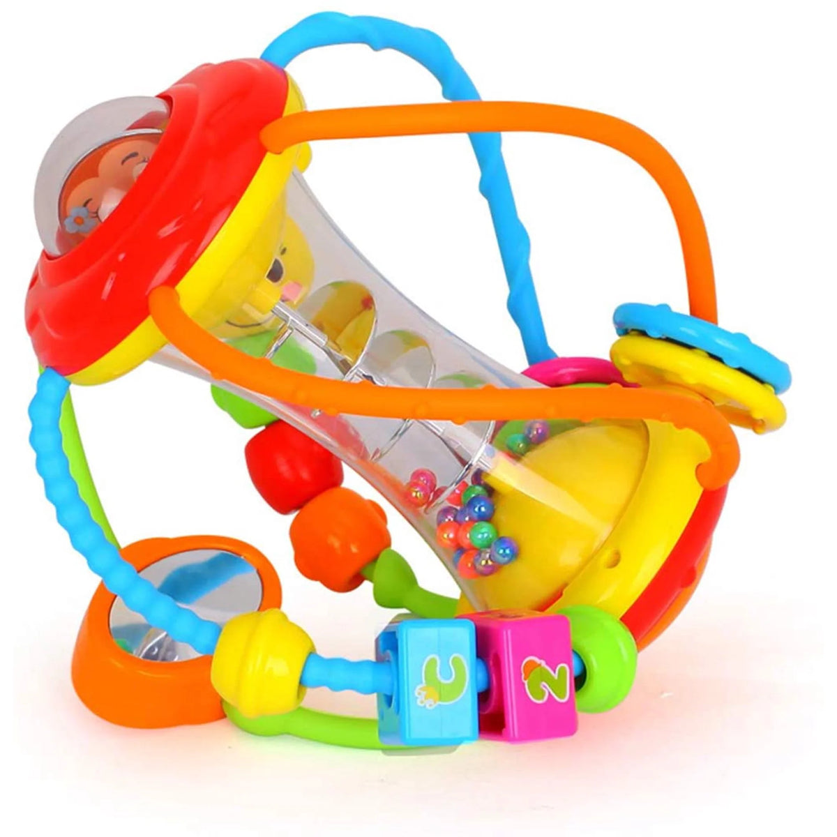 Baby Rattles Toys with Mirror Spinner Beads, Activity Ball Infant Toys A878
