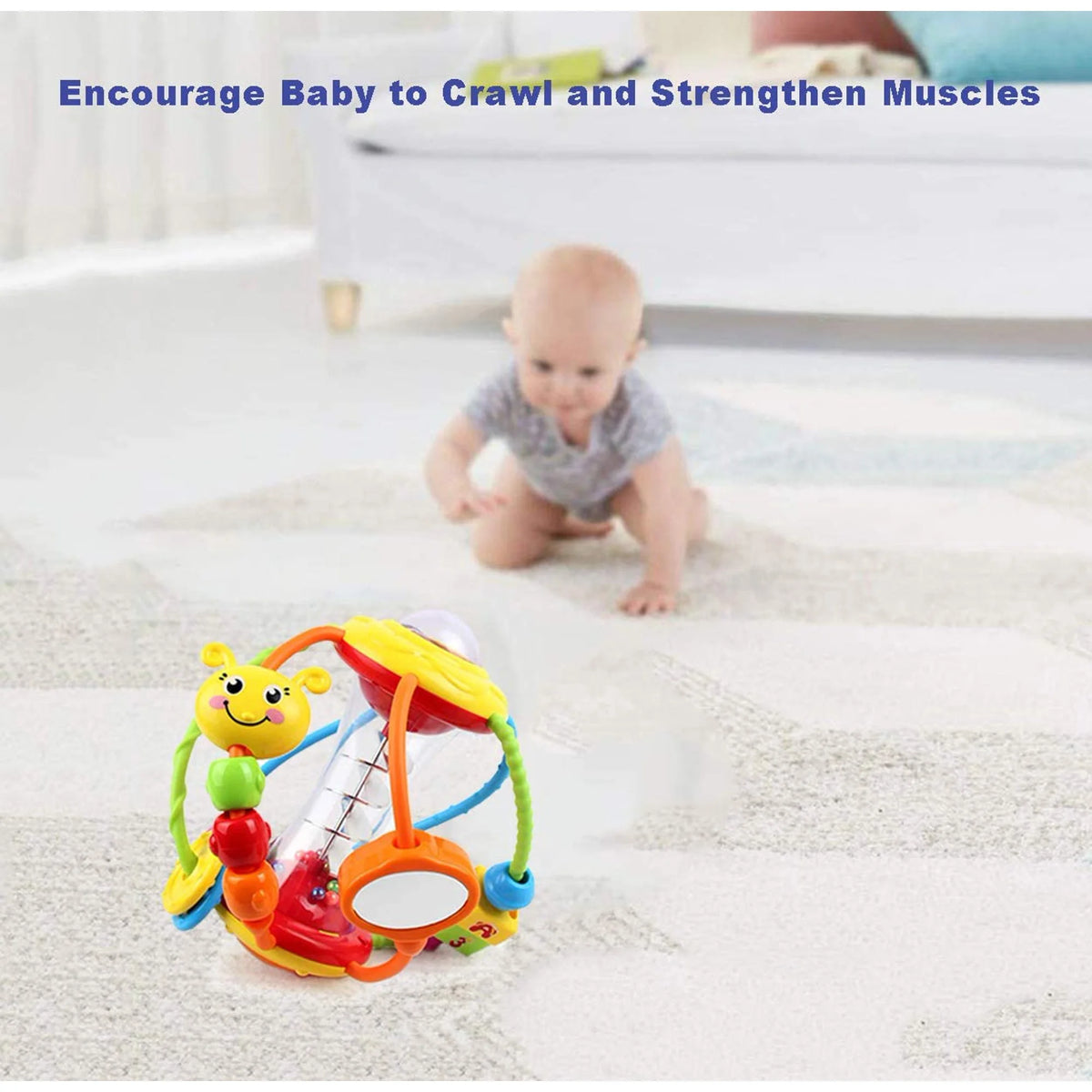 Baby Rattles Toys with Mirror Spinner Beads, Activity Ball Infant Toys A878