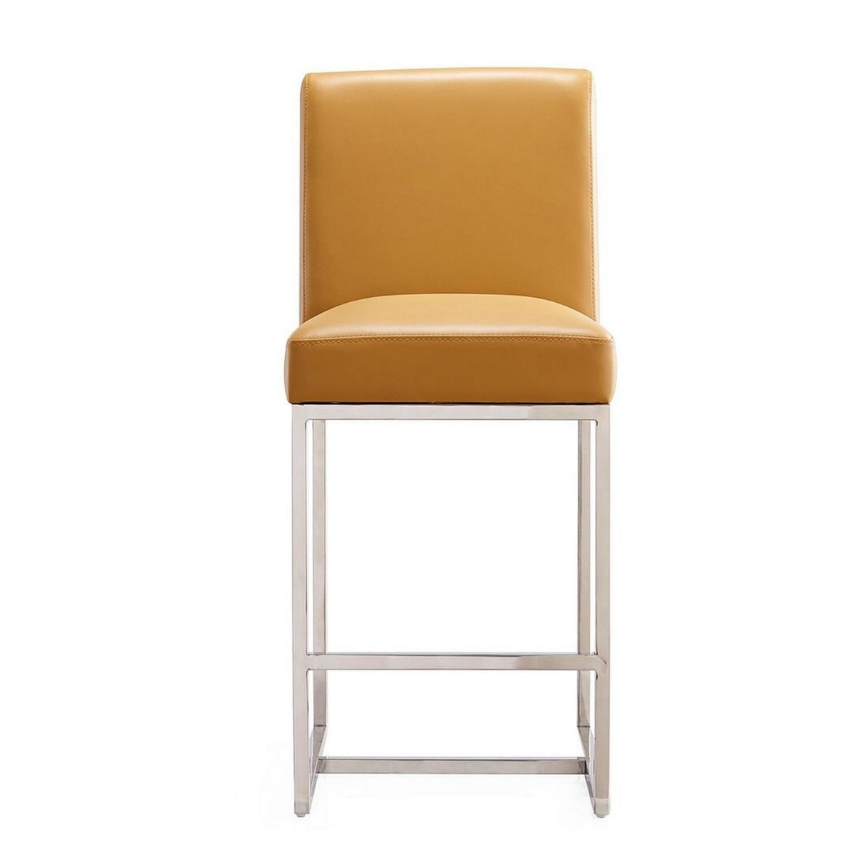 Camel Polished Chrome Stainless Steel Counter Height Bar Stool Set of 2 C388872