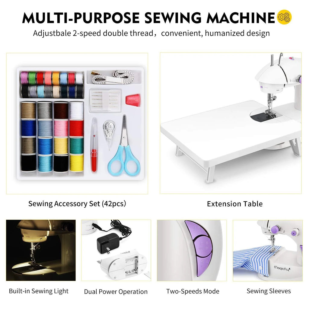 White Mini Sewing Machine with Extension Table W92624