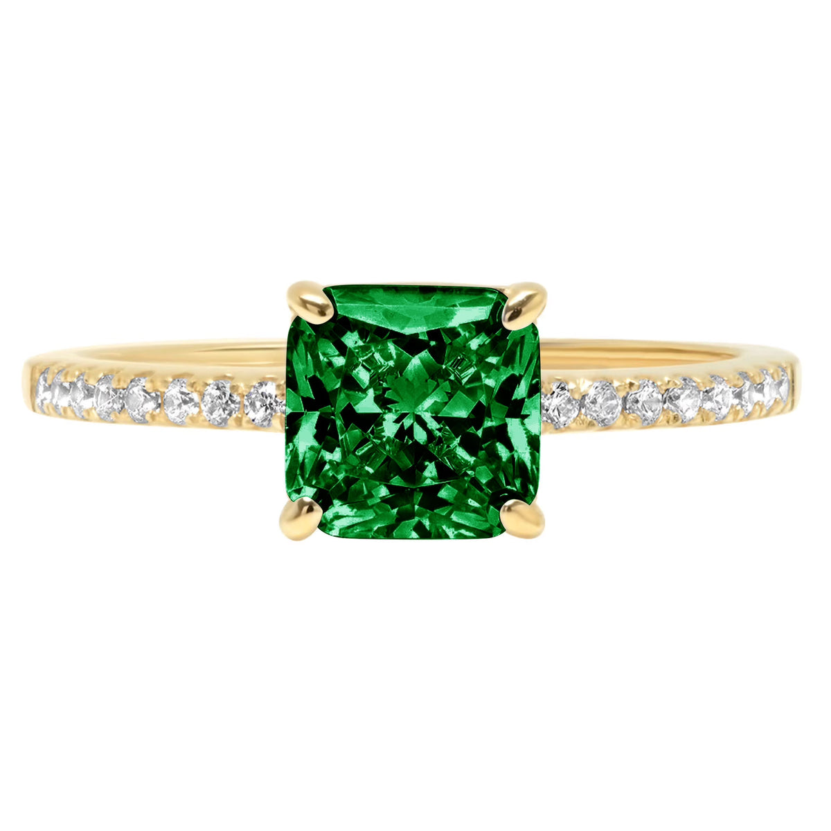 2.7ct Asscher Cut Green Simulated Emerald 18k Yellow Gold Ring Size 3.5 T614353