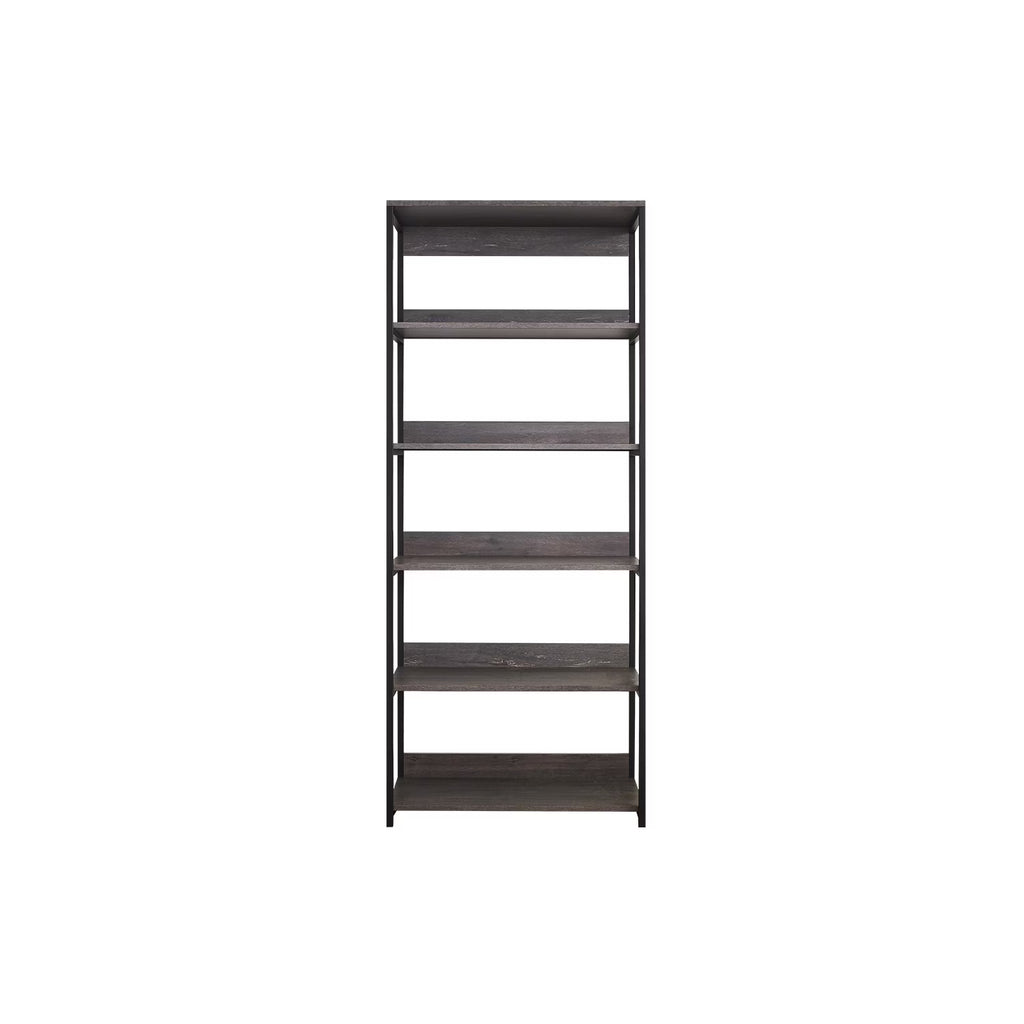 Rustic Gray Wood and Metal Walk-in Closet with 5 Shelves U860545