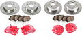 Powder Coated Red Calipers Rotors Ceramic Pads Performance Kit E241525