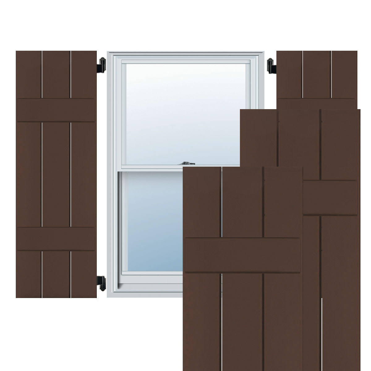 Real Wood Pine Board-n-Batten Shutters B74006