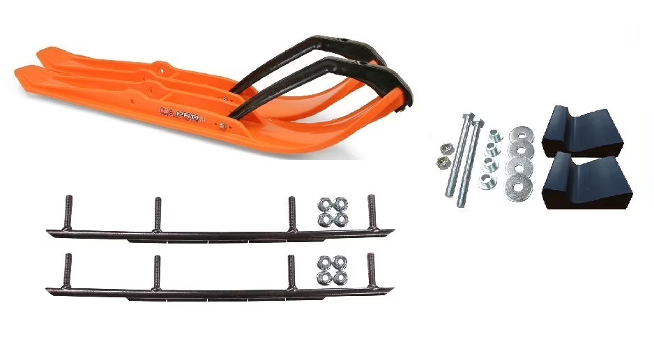 Orange XPT Snowmobile Skis with 10" Round Bars Complete Kit C858241