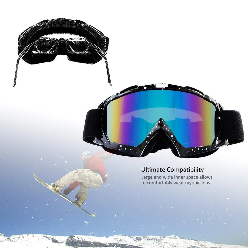 Motorcycle Goggles Windproof Dustproof Racing Goggles Scratch Resistant PU Resin Black Frame Color Lens H38463