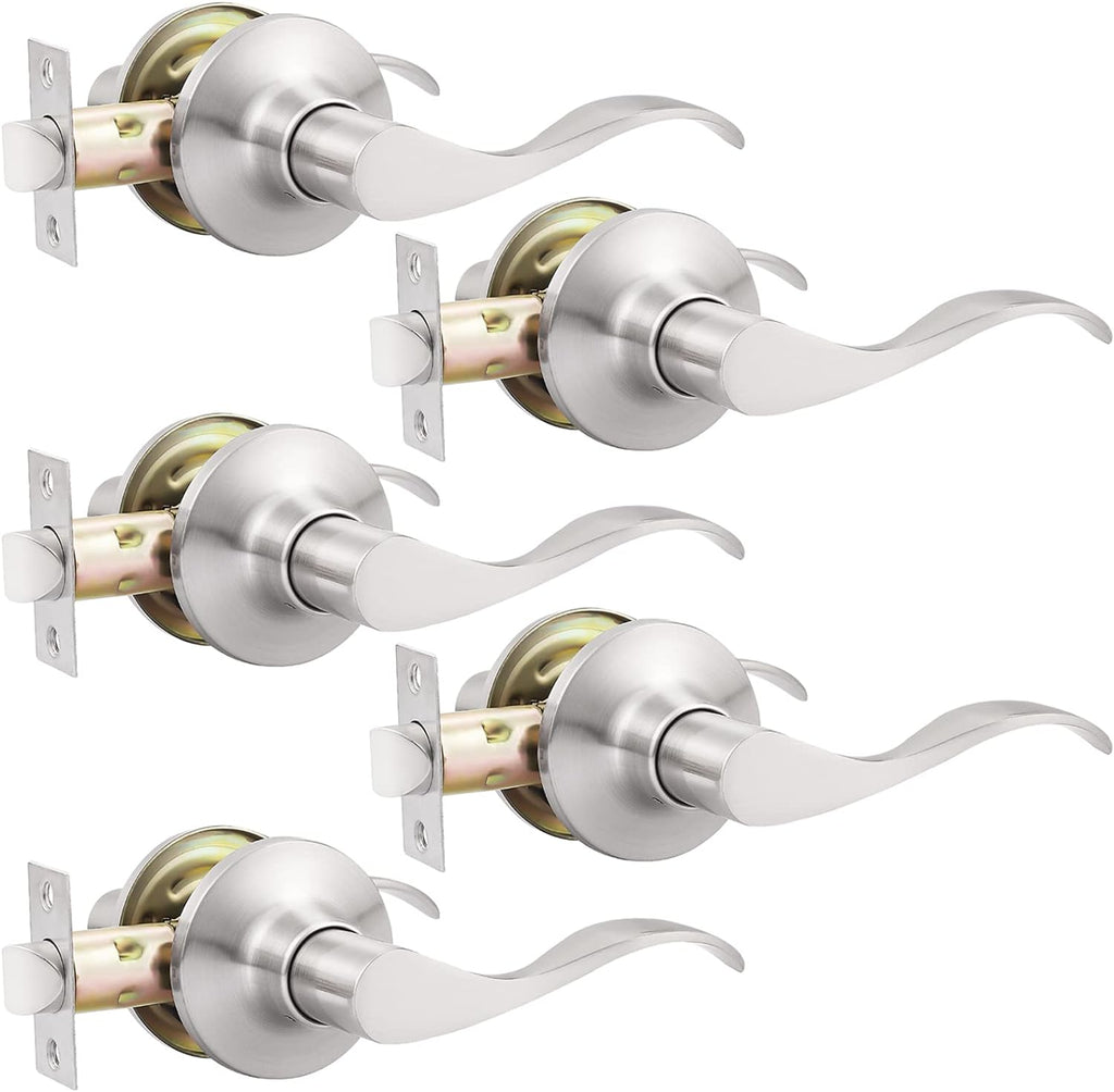5 Pack Brushed Nickel Passage Door Levers Interior Door Handles V479795