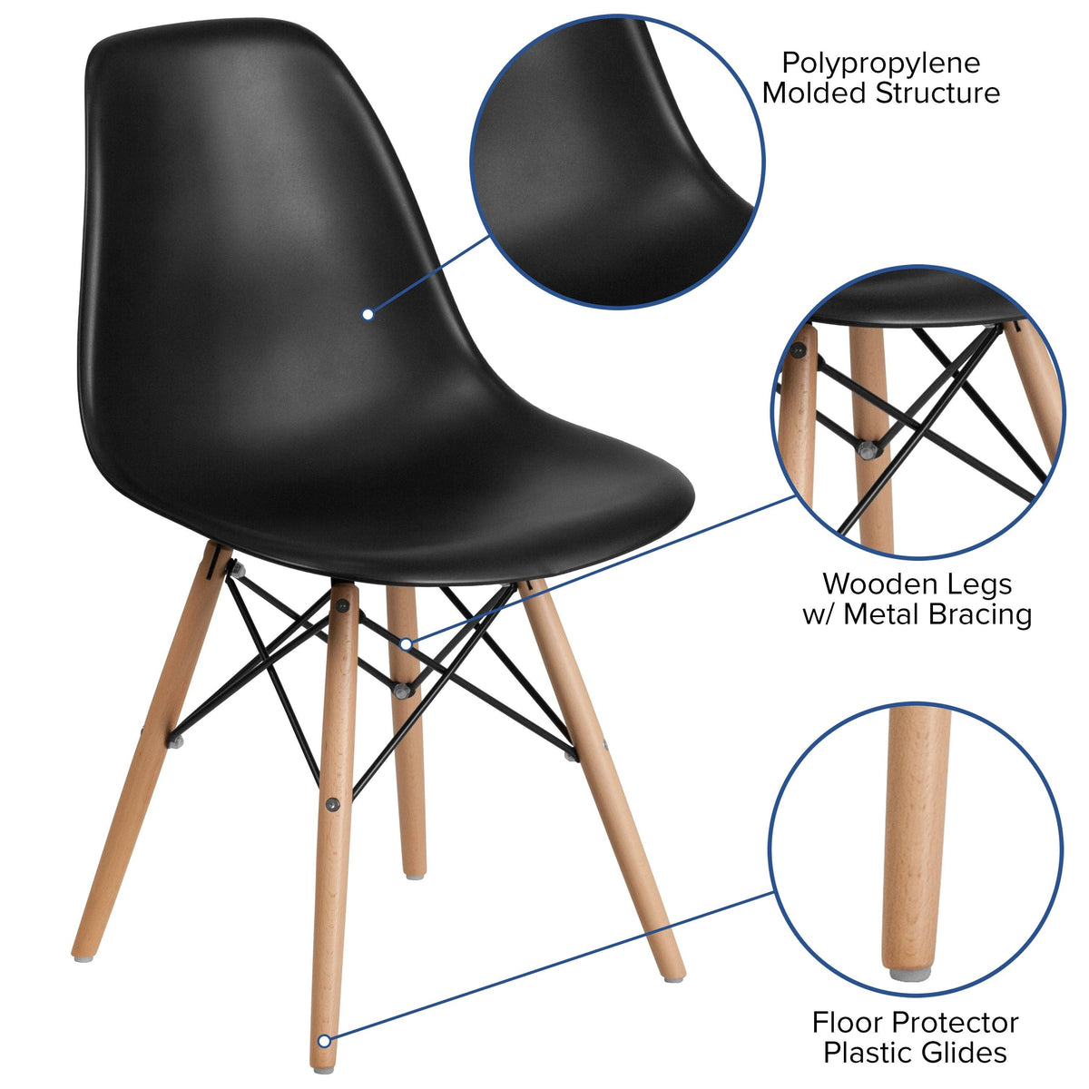 Orange Plastic Chair with Wood Base S508697
